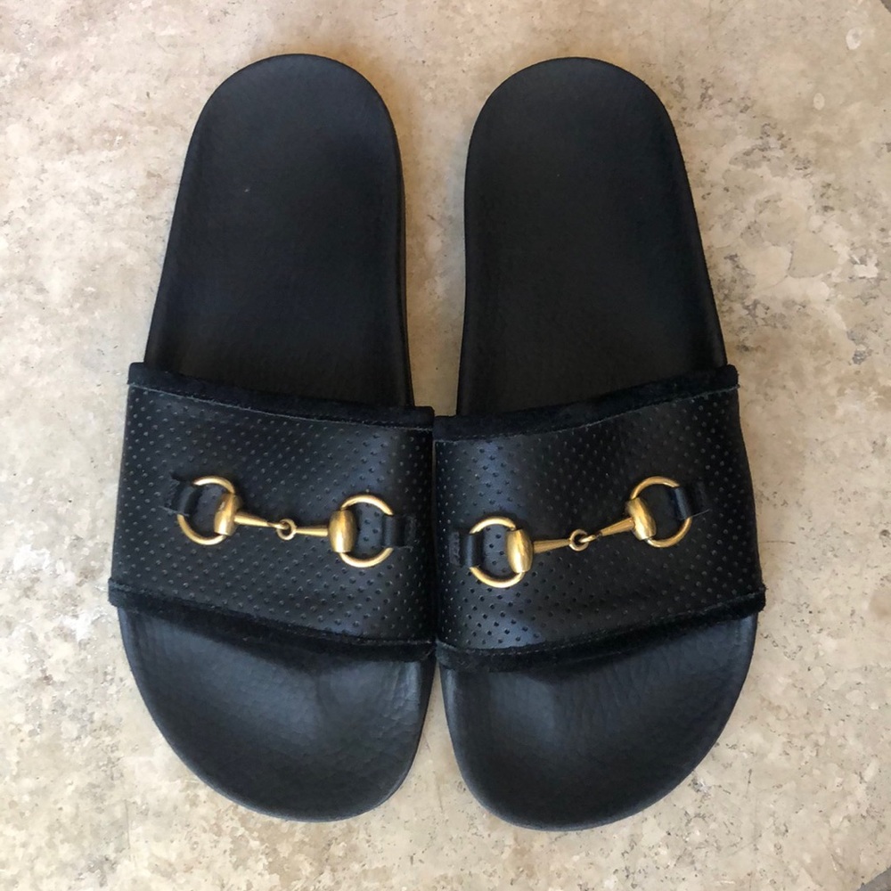 Gucci Horsebit Black Slides Sz.37